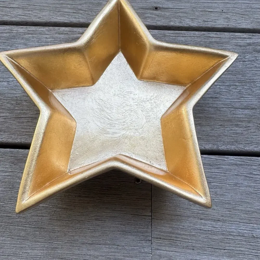 Pier 1 Terracotta Star Shaped Bowl Gold Decorative Candy Dish Celestial Whimsy